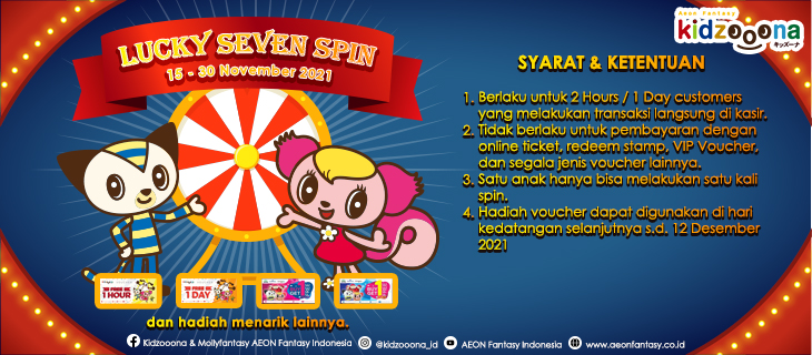 Lucky 7 Spin (Seluruh kidzooona yang sudah buka)